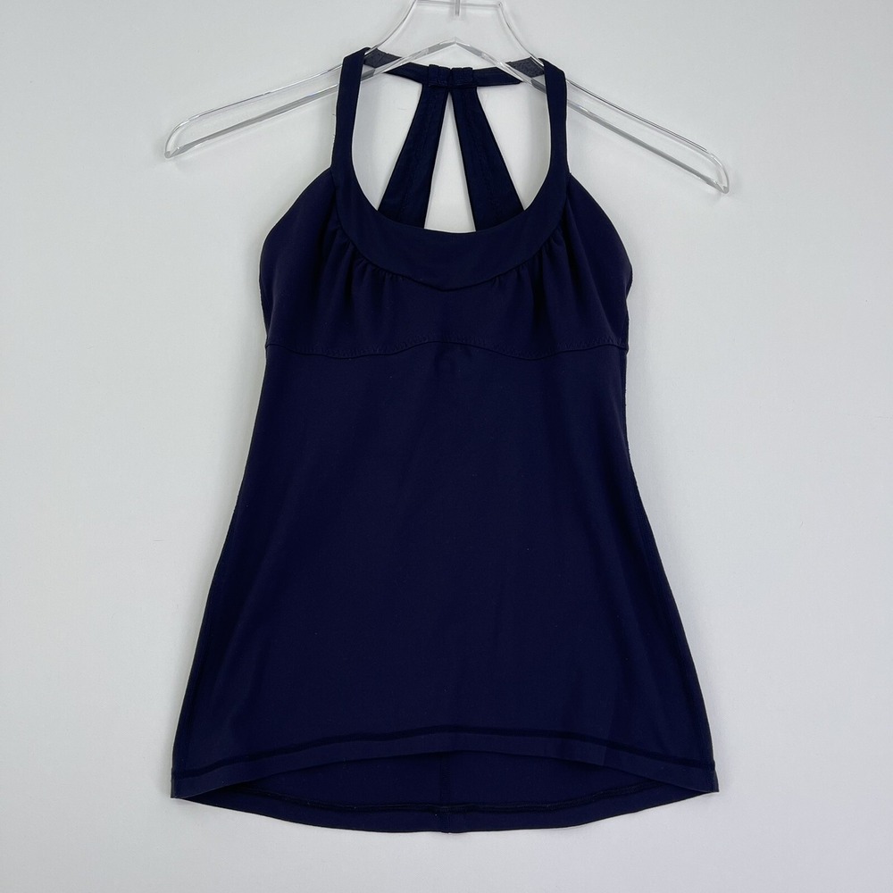 Lululemon Womens Scoop Me Up Tank Top Activewear Size 4 Blue Built-In-Sport Bra